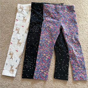 2T Printed Leggings Bundle - Reindeer, Stars, Floral